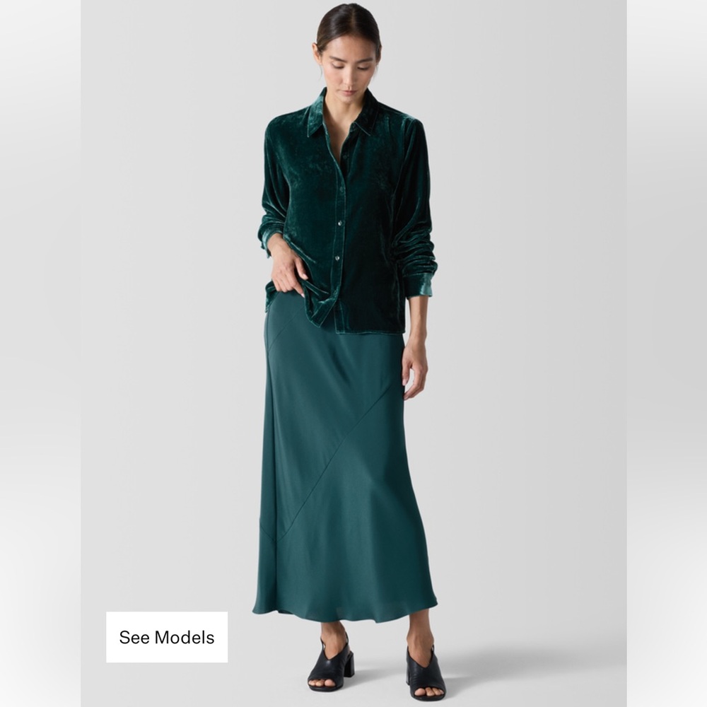 NWT EILEEN FISHER Silk Double Crepe Bias Skirt